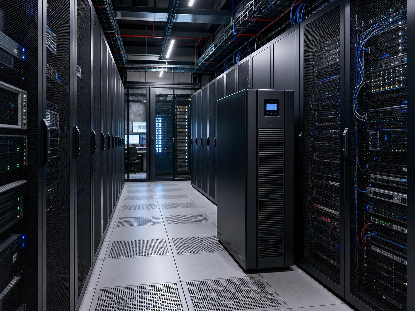 Cameră de servere cu rack-uri, cablare structurată și infrastructură UPS